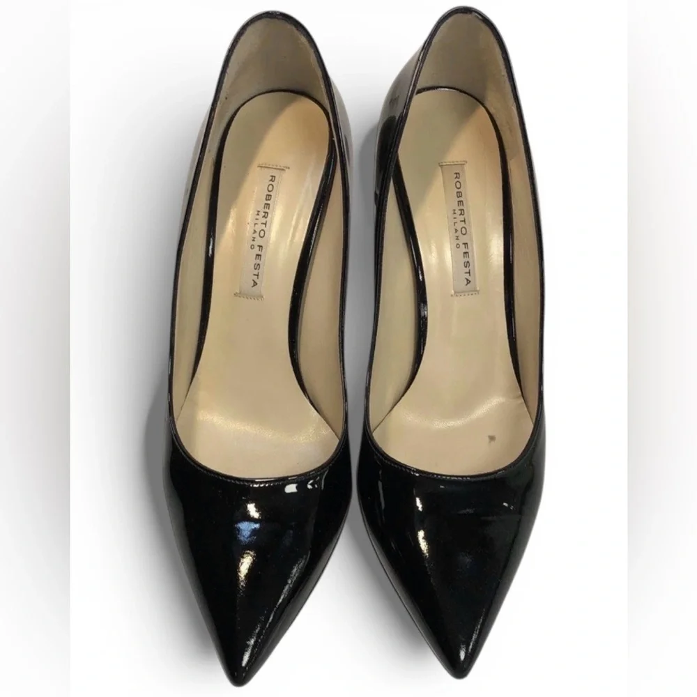 Roberto Festa Leather Black Heels Made in Italy